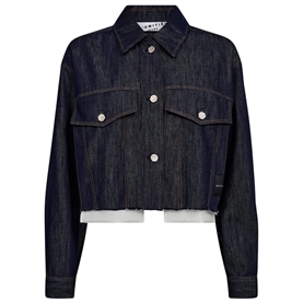 HAUTE L'AMITIE Denim Cargo Crop Shirt, Dark Denim